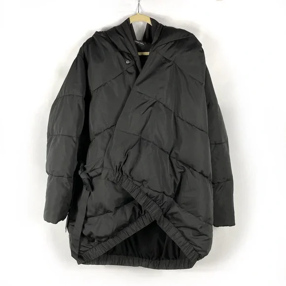 SOLD-NEW Universal Standard Kanda Black Puffer Coat Cocoon, Side Tie Plus - Picture 3 of 10